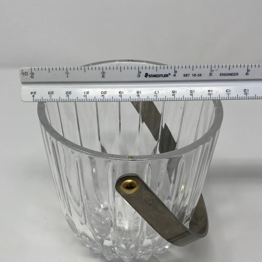Small Clear Glass Ice Bucket with Silver Tongs